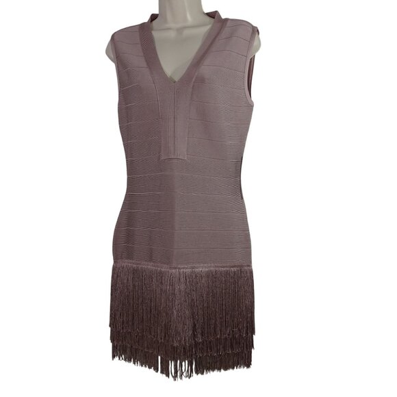 Venus Sleeveless Fringe Hem Knit Flapper Dress Mauve Women Size 12 Party NEW - Picture 1 of 14